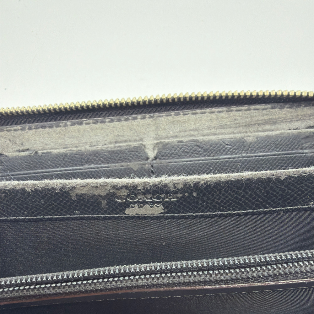 Coach Zip Around Grey Leopard Print Coated Canvas Wallet - Picture 7 of 8